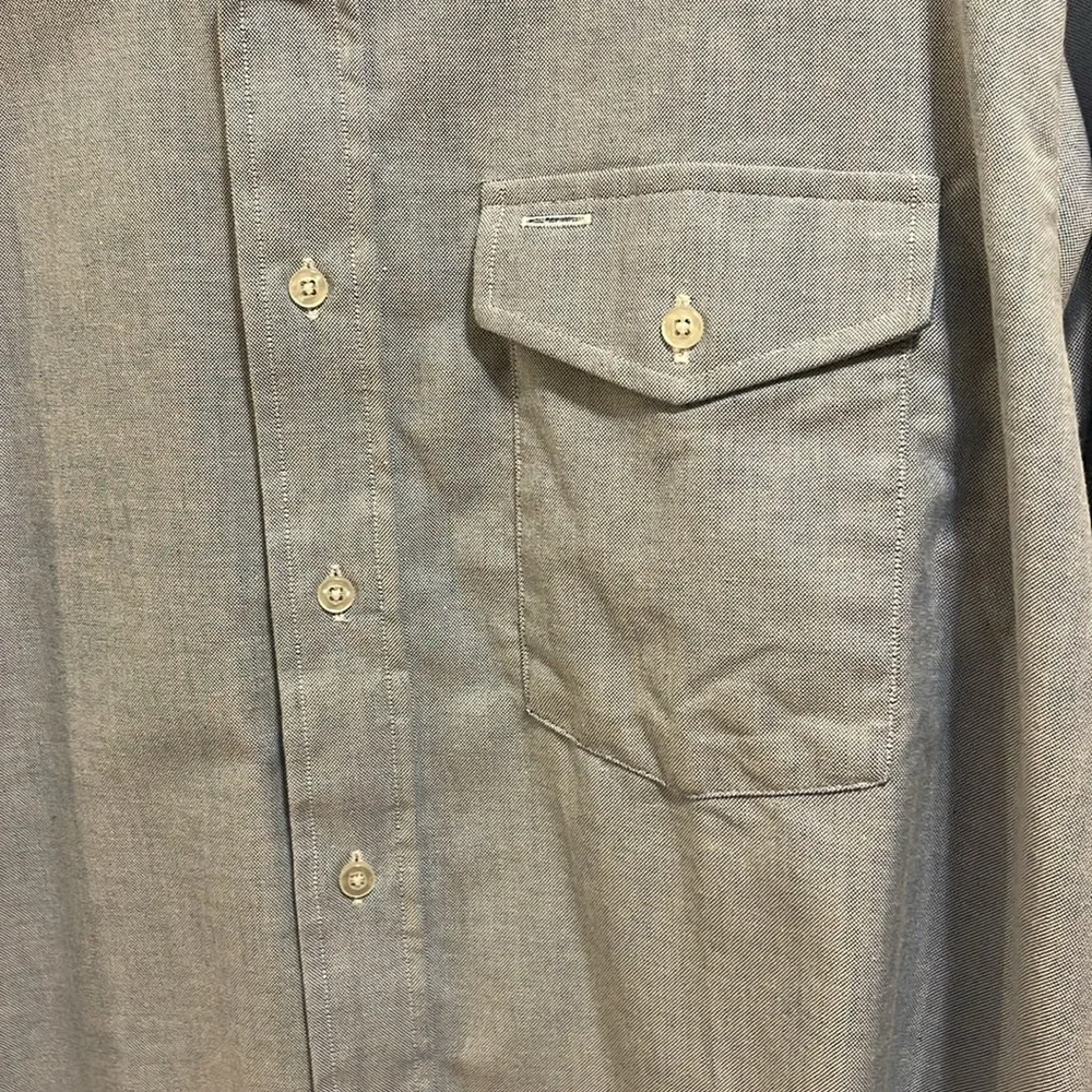Free!! L.L.Bean 17-34 men’s vintage faded denim work dress button shirt - Picture 4 of 5